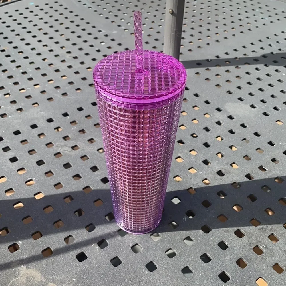 Starbucks purple red grid kaleidoscope tumbler 24 Oz